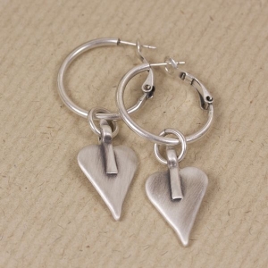 Danon Silver Hoop Heart Earrings 2